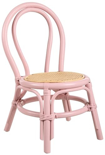 Beliani Kinderstuhl aus Rattan rosa Boho Stil Indoor Outdoor Kinderzimmer Kalivia