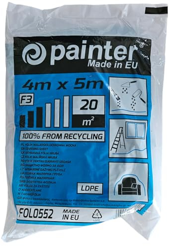 PAINTER Abdeckfolie LDPE Malerfolie - Abdeckfolie maler - Abdeckfolie stark - Maler Abdeckfolie - Folie für möbel - Abdeckplane Malerarbeit - Abdeckfolie 4x5m - 25 microns, 1 Stück