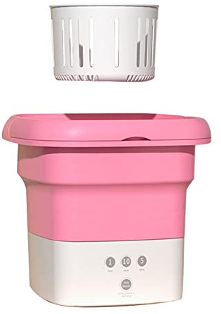 ISKDJBJG Lavadora PortáTil, Minilavadora, Limpieza, Luz Azul, Medio Lavado AutomáTico, para Apartamento, Viaje, Enchufe de la UE