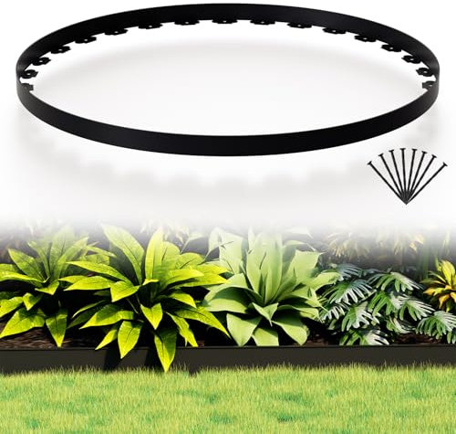 Hebitod Bordure de pelouse Flexible, Bordure de Parterre en Plastique avec 90 ancrages, Bordure de Parterre en Plastique, clôture de Jardin, Lawn Border Garten, Longueur 30m Hauteur 5cm, Noir
