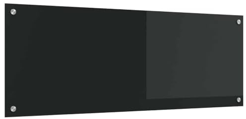 vidaXL Küchenrückwand Schwarz 110 x 40 cm Gehärtetes Glas, Moderne Küchenrückwand, langlebiger hitzebeständiger Glas-Schutz, schlankes Upgrade für den Kochbereich, minimalistisches Schutzpanel