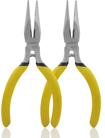 BOOSDEN 2 Pezzi Pinza a Becco Lungo 13 cm, Pinze Becco Piccole con Taglialato Laterale, Pinza Piccola di Precisione con Impugnatura Comfort per Elettronica, Bigiotteria, Gioielli e DIY