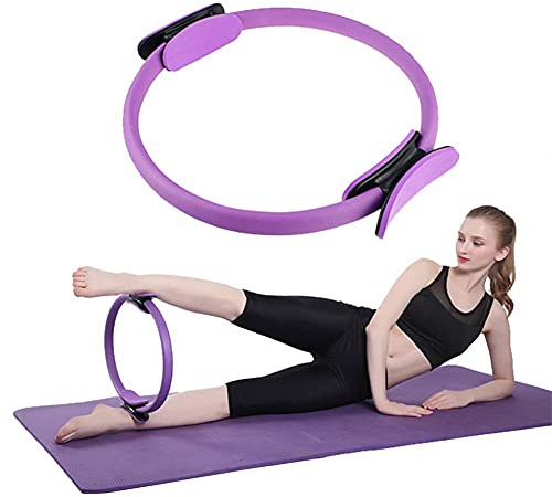 2025 Pilates Ring - Double Handle Exercise Circle Fitness Magic Circle Resistance Ring Dual Grip for Yoga Core Training - 12 Inch (Purple)
