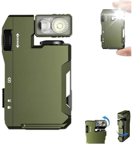 Priormer Flashlight, Priormer G5 EDC Light 400 lumens, Super Bright 3 Modes EDC Mini Flashlight,180° Rotation Dual Lights IP68 Waterproof Magnetic for Outdoor (Green)