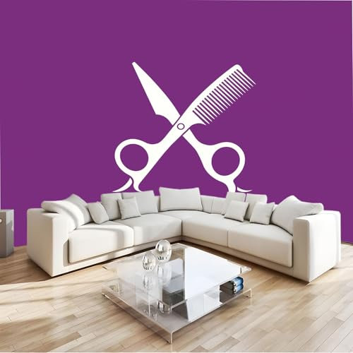 Papel Pintado Murales Decorativos Pared Tijeras Y Peine Minimalistas 200 x 140 cm decoración de pared Púrpura, para niños, habitación, salón,Fondo De Tv, póster de pared