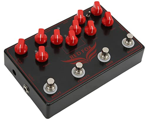 VGEBY Delay Chorus Loop Overdrive Synthesizer Gitarrenpedal mit 2 Overdrive-Modi und FX Loop für Bühnenkünstler, Schwarz