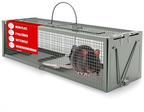 VANWILD® Rattenfalle Lebend 40cm | Tierfreundliche Lebendfalle mit Zwei Eingängen, Sichere & Effektive Mausefalle für jeden Einsatzbereich