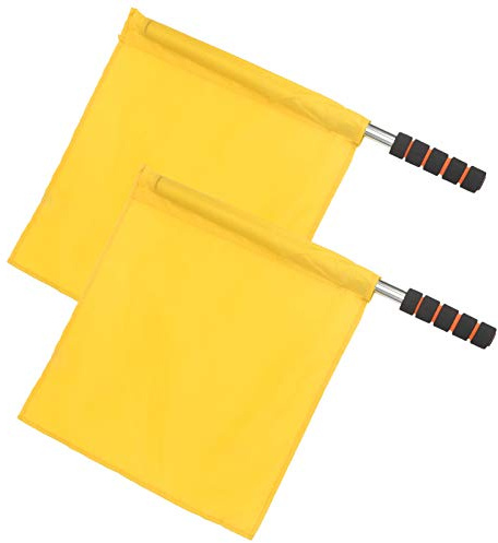 Cryfokt Drapeau de Juge de Ligne de Compétition, Poignée en éponge Confortable, Drapeaux Officiels D'arbitre, Poteau en Acier Inoxydable 2 Pièces pour Arbitres de Football pour Jeux de Plein Air