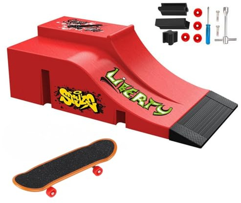TriUnytion Skateboard Ramp Tillbehör Set, Mini Fingerboard Park Kit DIY Deck Truck Finger Skateboard Ramp Kit För Pojkar Flickor Present (A)
