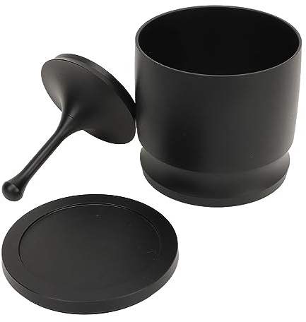 Anello dosatore in lega di alluminio da 58 mm, raccoglitore di polvere di caffè per espresso, coppa dosatrice anti-spruzzo con bordi lisci, strumento da per una pressatura (Nero 58MM)