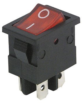Mini-interrupteur à bascule - 4 pôles avec témoin lumineux rouge - Environ 250 V - 6,5 A - 2 positions : marche/arrêt