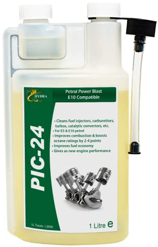 HYDRA PIC-24 Petrol Injector Cleaner Fuel Additive With Petrol Cleaner you get more Petrol Power with Octane Booster Removes Deposits Improves Combustion 1L Treats 1,000 litres