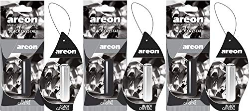 AREON Liquid Auto Parfüm Schwarz Kristall Autoduft Hängend Duftflakon Parfüm Flakon Lufterfrischer Aufhängen Anhänger Spiegel 5ml 3D (Black Crystal Pack x 3)