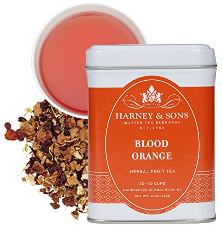 Harney & Sons Blood Orange Fruit Tea| 4 oz Loose Leaf Herbal Tea w Apple Pieces and Raspberry