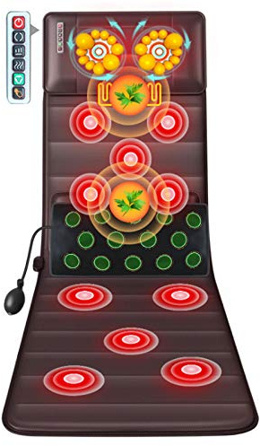 0℃ Outdoor Colchoneta Shiatsu Masajeador Espalda y Hombros, Colchoneta Masaje Térmica Cuello Shiatsu Amasado Relaja Hombro, Relajación Calmante, Flexible, Opción de Regalo Ideal,PU Brown Leather