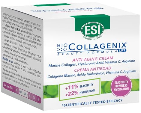 Collagenix Anti-Aging-Gesichtscreme, 50 ml, feuchtigkeitsspendend und elastisch, mit Hyaluronsäure, Meereskollagen und Vitamin C – nährt, schützt und glättet die Haut – leichte Textur und schnelle