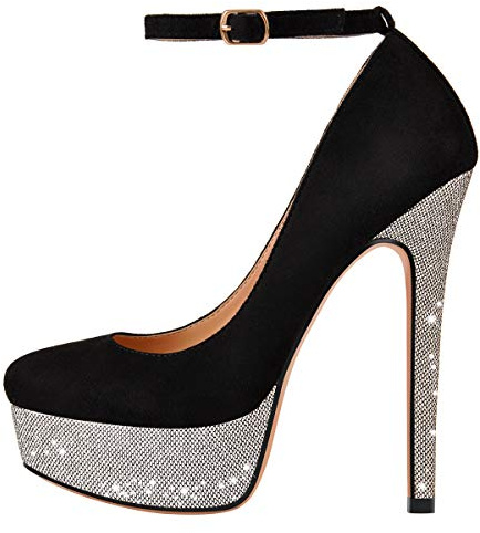 Only maker - Chaussures à talons hauts avec plateforme pour femmes - Mary Jane scintillantes - Escarpins à talons aiguilles, 39 EU