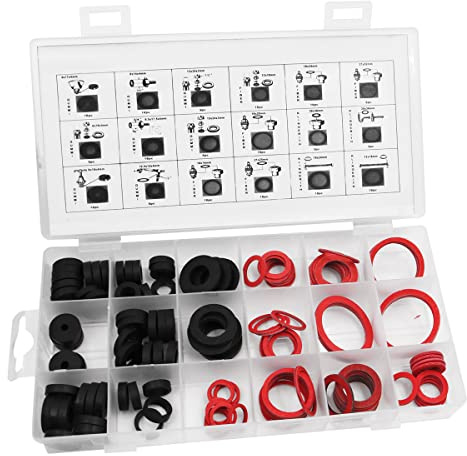 141 stycken NUZAMAS O-ringbrickor, sanitära ringset 1/2 tum 3/8 tum 3/4 tum 1 – 1/4 tum 1–1/2 totalt 18 storlekar, i sorteringslåda tätningssats oljetätning O-ringtätning ringar gummitätningar