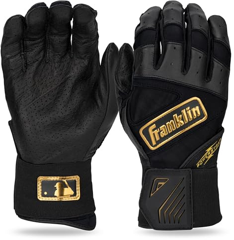 Franklin Sports MLB Batting Gloves - Infinite Powerstrap Baseball + Softball Batting Gloves - Durable Full Wrap Cage Practice Gloves - Reinforced Wrist + Durable Leather -