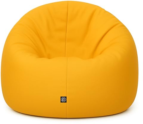 PATCH HOME Sittsäck 2-i-1 sittdyna, golvkudde för vuxna och barn – gaming med fyllning kudde, fåtölj, beanbag (gul, Ø 155 cm)