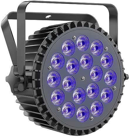 Ukfog RGBWA+ UV 18 LED Par Strahler, 200W Bühnenlicht Scheinwerfer 7/10CH Discolicht Partylicht mit Stroboskop und Sound Aktivierung für Show Bar Party Hochzeit Halloween