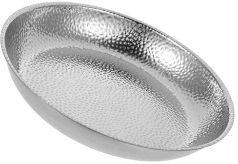 Cabilock Plato De Ensalada De Acero Inoxidable Fuente De Cocina Platos Para Servir Plato De Frutas Plato De Merienda Placa De Acero Inoxidable Para El Hogar Fideos Tazón Para Mezclar