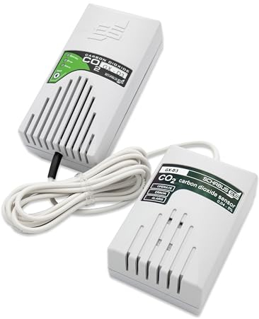 Schabus CO2 Alarm GX-D3 Steckdosengerät (230V) mit externem Sensor, detektiert CO2 Kohlendioxid aus technischen Anlagen. Durch externen Sensor kann Dieser optimal platziert Werden