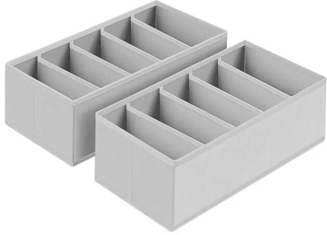 Homsorout Organizer per Cassetti - Organizer Cassetti Non Tessuto Cassetto Organizer, Divisori per Cassetti, in tessuto, per Biancheria intima, Calzini, 2 Pezzi Grigio