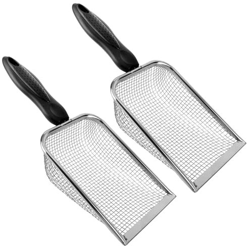 2 tamices de malla de tierra para jardinería, pala de abono de arena para reptiles con asa, tamices de dientes de tiburón, tamiz de compost, tamiz de jardín, tamiz de jardín, pala para macetas para