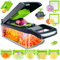 15-in-1 Gemüseschneider Edelstahl | Mandoline mit 7 Klingen | Für Zwiebeln, Kartoffeln, Gurken | Inkl. Handschutz & Eiertrenner(Schwarz)
