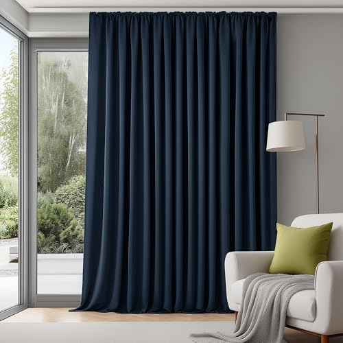 Deconovo Cortinas Opacas Térmicas con Cinta de Lápiz Cortinas Modernas Aislantes para Dormitorio y Sala de Estar, 280×245 CM, Marina de Guerra, 1 Paneles