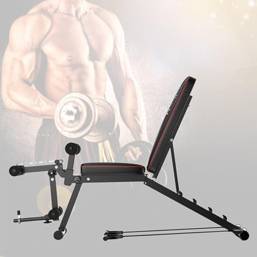 Banc De Musculation Pliable, Banc Musculation Multifonction - 5 Angles Réglables, Leg Extension Machine, Sit Up Bench, Capacité De 440 Lb Black,118x111x48cm