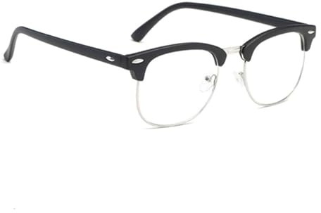Blue Light Blocking Glasses – Black Half Frame Clear Lens Glasses for Work Study and Gaming, Anti Bluelight Gaming Glasses, Non-Prescription Computer Reading Glasses, Anti UV Lightweight Eyeglasses fo