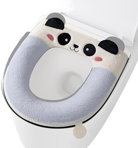 Coussin d'hiver pour toilettes motif panda de dessin animé – Coussin de siège de toilette, couvre-pot épais | pour salle de bain, maison, hôtel, douche infirmière, appartement, chambre d'enfant