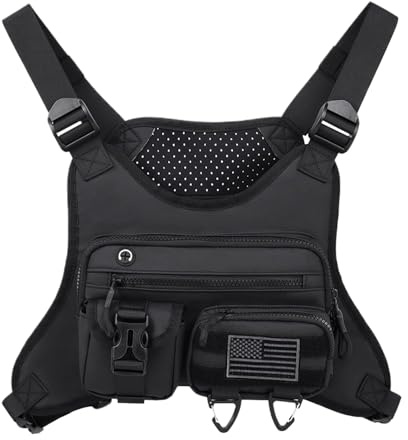 Outdoor sport bröstficka, mobiltelefon hållare lätt väst, sport bröstficka för män, kvinnor, camping, jakt, gym, cykling, träning, cykling