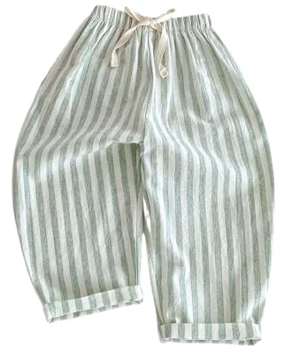 Toddler Kids Baggy Striped Linen Joggers Lightweight Casual Elastic Waist Loose Lounge Pants for Boys Girls 0-5 Years