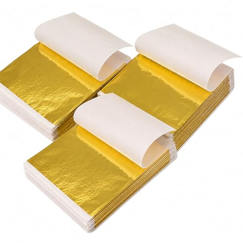 300 PCS Gold Leaf Sheets, Multipurpose Gold Leaf