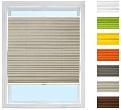 Plissé rullgardin för skruvning (grå, bredd 55 cm x höjd 100 cm) rullgardin persienn, hållare för skruv/vikbar, insynsskydd och solskydd för fönster och färg och storlek valbar