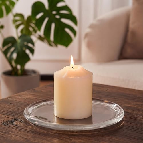 NUPTIO Glass Plate for Pillar Candles: 1pc 7 Clear 3 Wick Candle Tray - Round Village Candle Dish for Snack Jewelry Bathroom Dining Room Table Centerpieces Decor