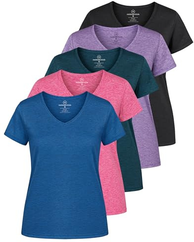 5 Pack Womens Dry Fit V Neck Workout Tops Athletic T Shirts Gym Yoga Tees