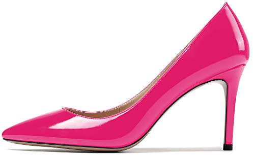 EDEFS Femme Escarpins Talon Aiguille 8 CM,Femme Escarpins Bout Fermé,Soirée Bureau Chaussures,Rose EU43