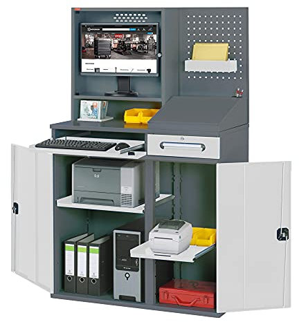 STIER Computerschrank Premium fahrbar BxTxH 1100x520x1895 mm fahrbar