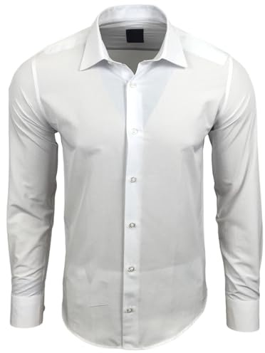 Subliminal Mode Chemise Homme Manches Longues | Coupe Classique | Confortable et Facile à Entretenir | Idéale pour Le Bureau et Sorties Décontractées | Blanc Uni 3XL 444-5