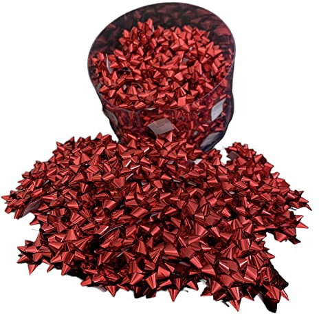 GMM Geschenkschleifen Aufkleber, Geschenkschleifen, Packung mit 100 Stück, Metall, für Weihnachten, Valentinstag, Geburtstag, Abschlussfeier und verschiedene Anlässe 2,5 cm (rot)