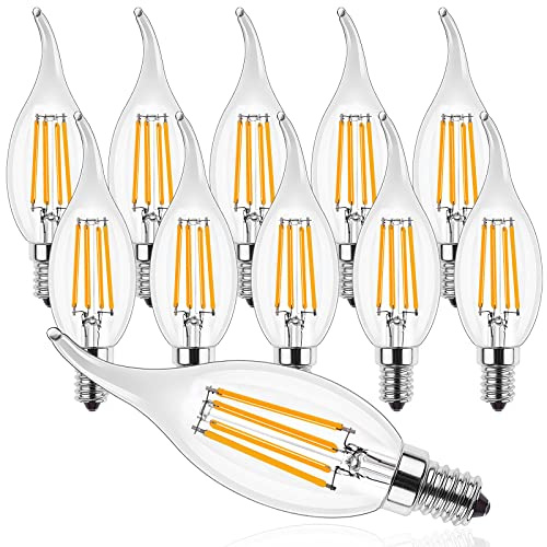 ProCrus E14 LED dimbar lju, 4 W LED-glödlampa för ljuskrona, liten Edisonskruv kandelaber SES LED-lampa, 2 700 K varm vit, motsvarande 40 watt, 400 lm, transparent, paket med 10, energiklass F