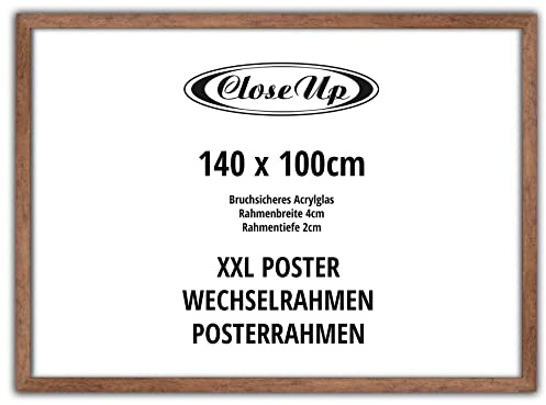 Close Up Cornice per poster XXL, 100 x 140 cm, rovere scuro, per poster di grandi dimensioni, manifesti, stampe artistiche, in MDF, formato verticale e orizzontale