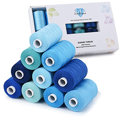 Simthread Sytråd, tråd för sömnad, symaskin, quiltning, handsömnad, gör-det-själv, alla ändamål, polyestertrådsset, 10 spole 1 000 meter (denim färgserie)