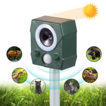 Ultraschall Solar Katzenschreck, Tiervertreiber, Hundeabwehr Garten, Marderschreck Ultraschall Solar Tiervertreiber USB Lade Wasserdicht LED-Licht Marderabwehr zum Garten, Vogelschreck, Katzenabwehr