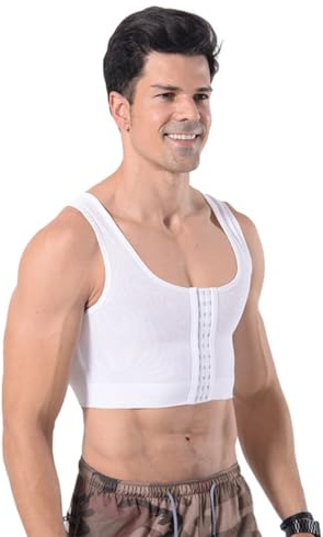 SUIUOI Body Shaper pour homme - Attache de compression plate - Cacher la gynécomastie - Pull de poitrine - Attache de compression - Perte de poids - Corset - Débardeur de corps - Débardeur de corps -