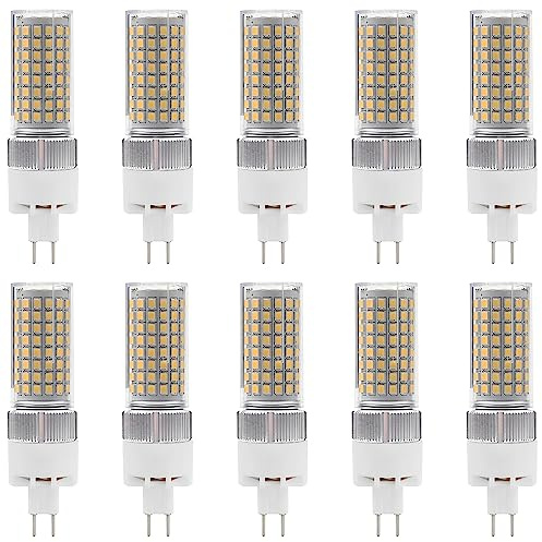 (Paquete de 10) Bombilla LED G8.5 de 12 vatios, 1200 lúmenes, fuente de luz regulable G8.5, bombilla LED de maíz con base bipin G8.5 (equivalente a halógenos de 120 vatios), brillo ajustable 10%-100%